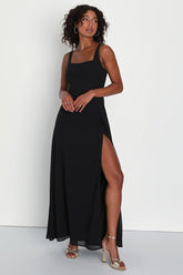 Remarkable Arrival Black Sleeveless Maxi Dress