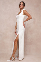 Your Sweetie White Tie-Strap Column Maxi Dress