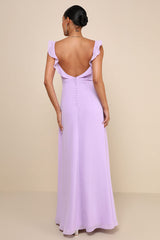 Dreamy Admiration Lilac Ruffled Maxi Dress