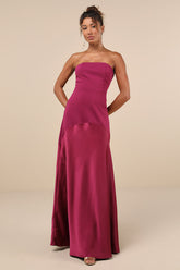 Compelling Style Plum Purple Strapless A-Line Maxi Dress