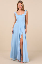 Dreamy Admiration Light Blue Ruffled Maxi Dress