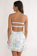Gloria Day Tied Bust Strapless Mini Dress Lilac