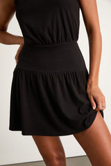 Junie Black Ribbed Knit Boat Neck Mini Dress