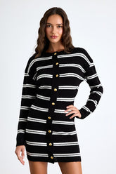 Maudie Black and White Striped Sweater Mini Dress