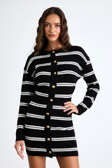 Maudie Black and White Striped Sweater Mini Dress