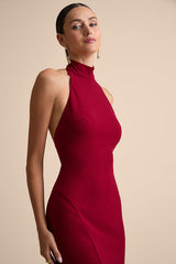 Sihana Wine Red Halter Mermaid Maxi Dress