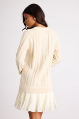 Alvie Cream Cable Knit Drop Waist Sweater Dress