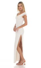 Off Shoulder Twist Maxi Dress in White