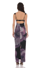 Cutout Lace Floral Maxi Dress in Purple
