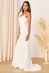 Eternal Happiness White Lace Square Neck Mermaid Maxi Dress