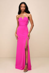 Effortless Radiance Magenta Strapless Mermaid Maxi Dress