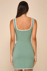 Adorable Decision Sage Green Sleeveless Faux-Wrap Mini Dress