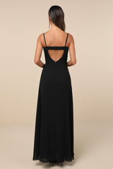 Stunning Grace Black Cutout A-Line Maxi Dress