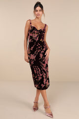 Romantic Stunner Plum Floral Burnout Velvet Lace-Up Dress
