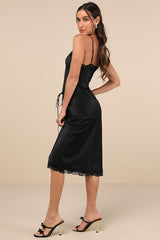 Incredibly Enchanting Black Two-Piece Slip Dress and Corset Set