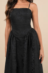 Gorgeous Extravagance Black Floral Jacquard Maxi Dress