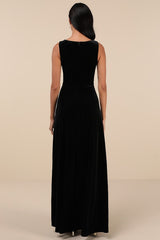Beautiful Night Black Velvet Sleeveless Maxi Dress