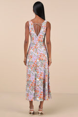 Your Only Darling Lavender Floral Print Sleeveless Midi Dress