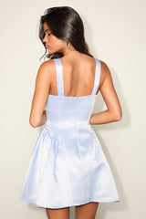 Adorable Promise Light Blue Satin Sleeveless Mini Dress