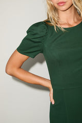 Kasai Hunter Green Short Sleeve Mini Dress