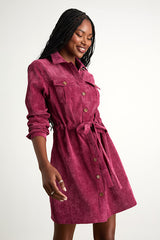 Simple Affection Magenta Corduroy Mini Dress With Pockets