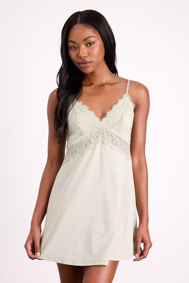 Absolutely Enchanting Sage Lace Lingerie Slip
