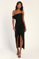 Showing Off a Little Black Asymmetrical Tulip Midi Dress