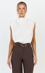Arianae Top - High Neck Top in White